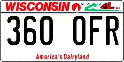 WI license plate 360OFR