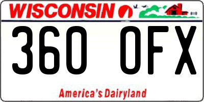 WI license plate 360OFX