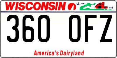 WI license plate 360OFZ