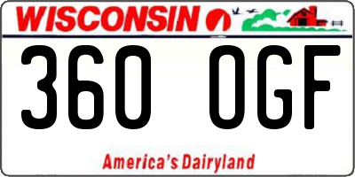 WI license plate 360OGF