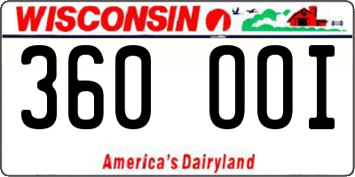 WI license plate 360OOI