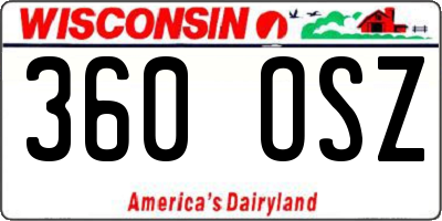 WI license plate 360OSZ