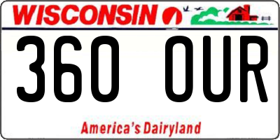 WI license plate 360OUR
