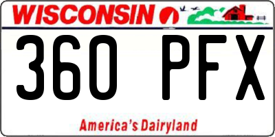 WI license plate 360PFX