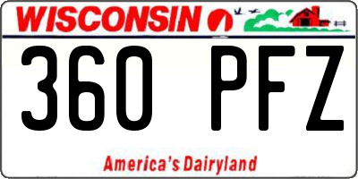 WI license plate 360PFZ