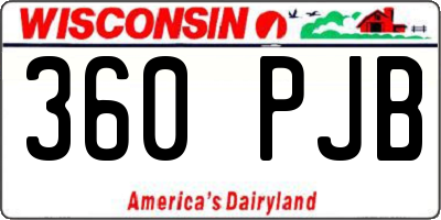 WI license plate 360PJB