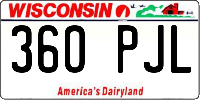 WI license plate 360PJL