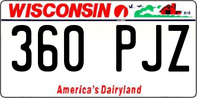 WI license plate 360PJZ