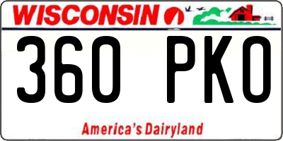 WI license plate 360PKO
