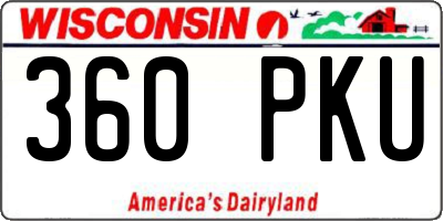 WI license plate 360PKU
