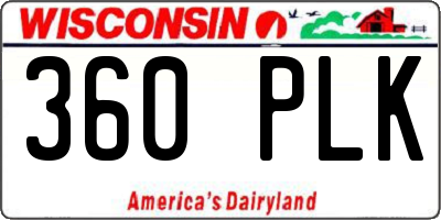 WI license plate 360PLK