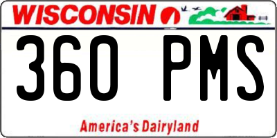 WI license plate 360PMS