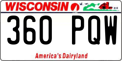 WI license plate 360PQW