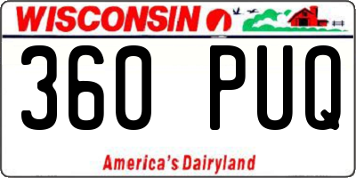 WI license plate 360PUQ
