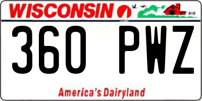 WI license plate 360PWZ