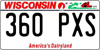 WI license plate 360PXS