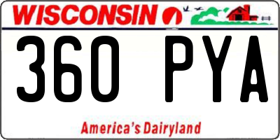 WI license plate 360PYA