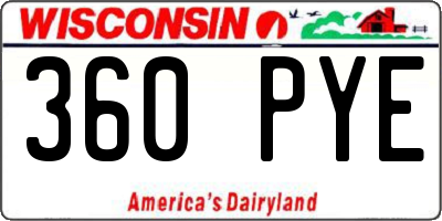 WI license plate 360PYE