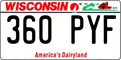 WI license plate 360PYF