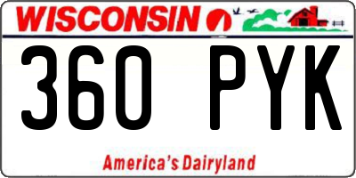 WI license plate 360PYK