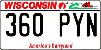 WI license plate 360PYN