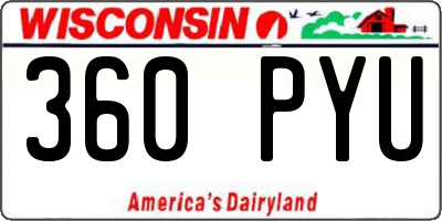 WI license plate 360PYU