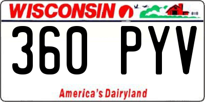 WI license plate 360PYV