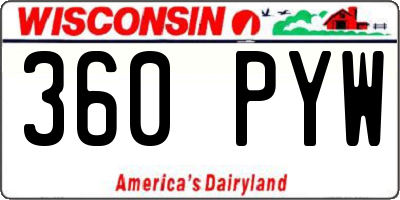 WI license plate 360PYW