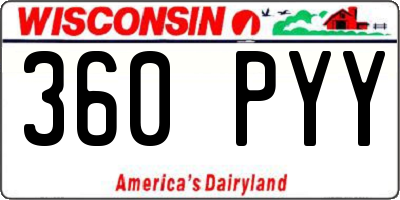 WI license plate 360PYY