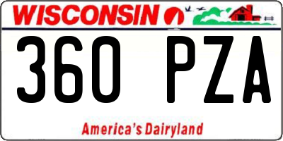WI license plate 360PZA