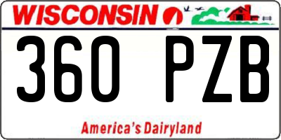 WI license plate 360PZB