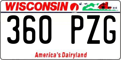 WI license plate 360PZG