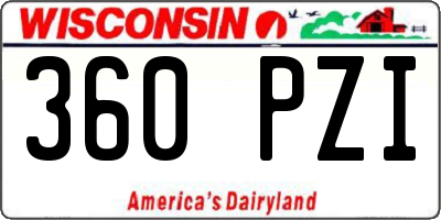 WI license plate 360PZI