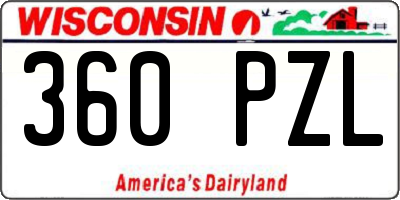 WI license plate 360PZL