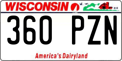 WI license plate 360PZN