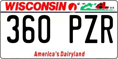 WI license plate 360PZR