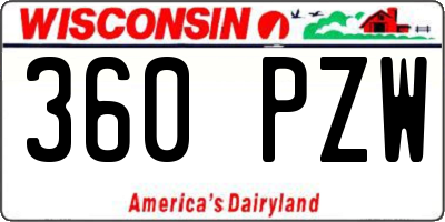 WI license plate 360PZW