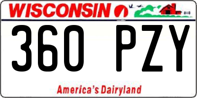 WI license plate 360PZY