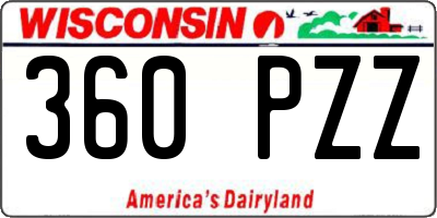 WI license plate 360PZZ