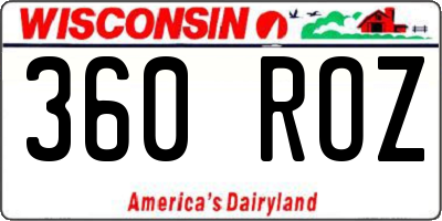 WI license plate 360ROZ