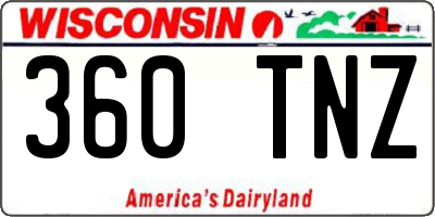 WI license plate 360TNZ