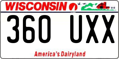 WI license plate 360UXX