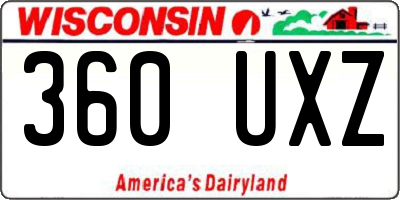 WI license plate 360UXZ