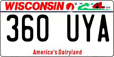 WI license plate 360UYA
