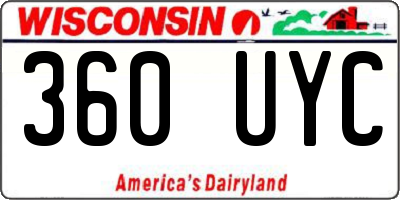 WI license plate 360UYC