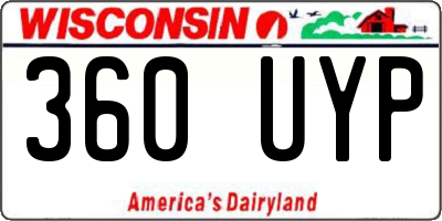 WI license plate 360UYP