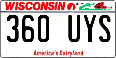 WI license plate 360UYS