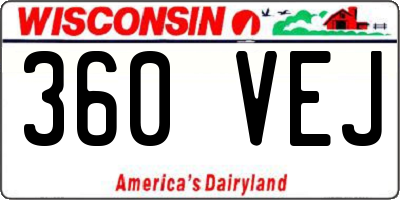 WI license plate 360VEJ