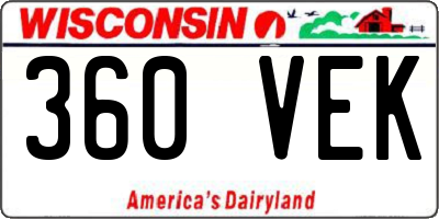 WI license plate 360VEK