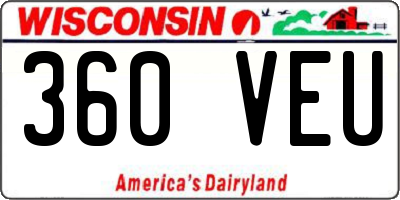 WI license plate 360VEU